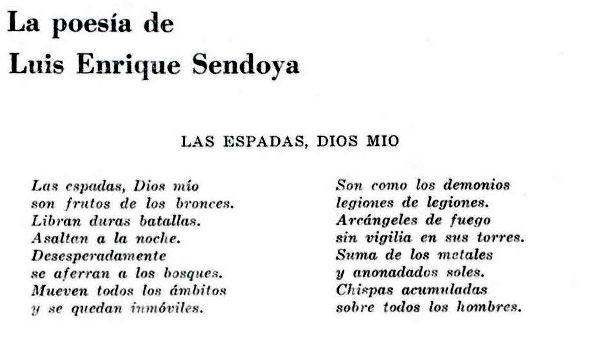 Poema Luis E, Sendoya