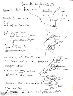 firmas del manifiesto por la paz de colombia